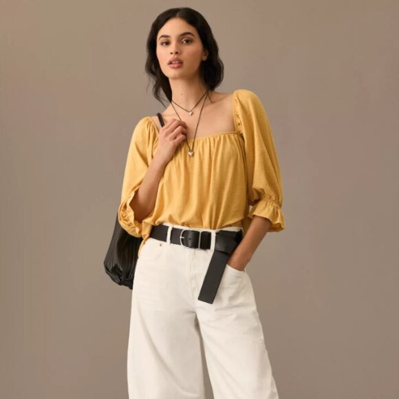 Nation LTD Tops - Anthropologie Nation LTD Luca Peasant Top Pima Cotton Cottagecore Square Neck